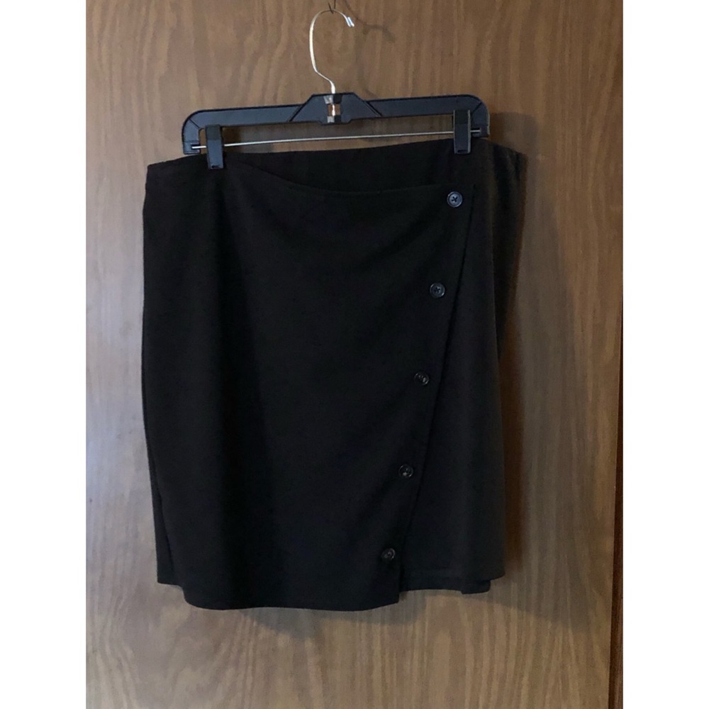 Black Mini Skirt with Faux Buttoned Wrap